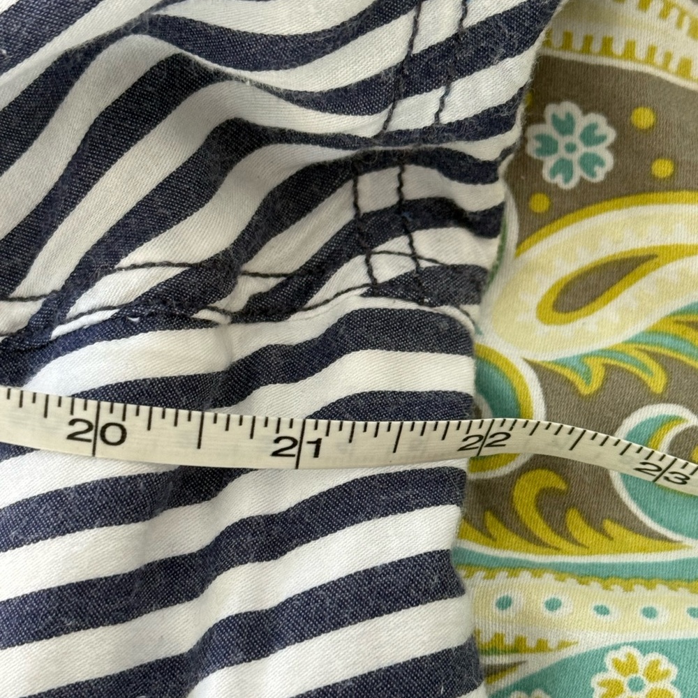 Pilcro Blue and White Asymmetrical Stripe Wrap Dress - Picture 9 of 16